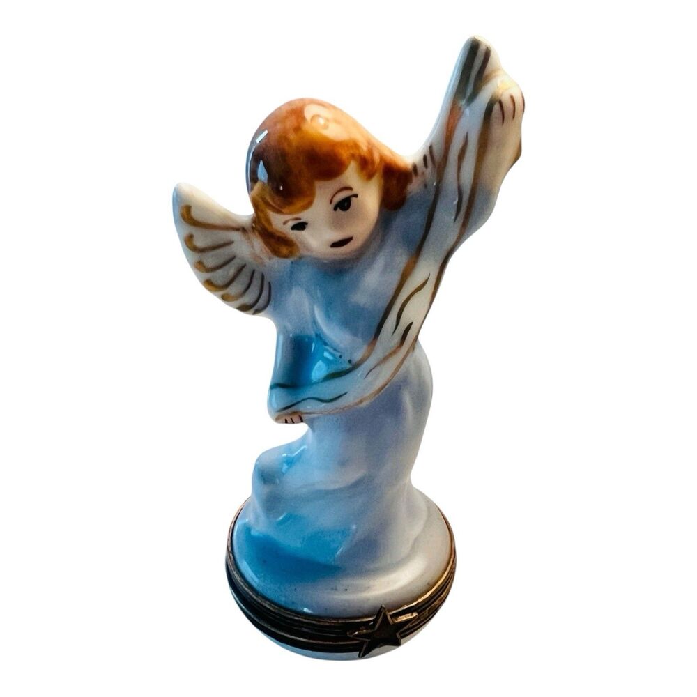Rochard Limoges Nativity Angel Porcelain Trinket Box Hand Painted France